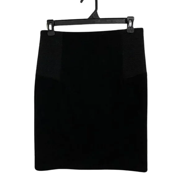 Urban Behavior Black Stretch Skirt Medium Back Zip Ribbed Side Panels Fitted - Picture 2 of 14